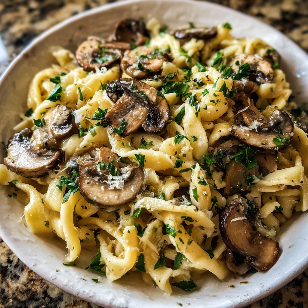 Roasted Garlic Mushroom Pasta