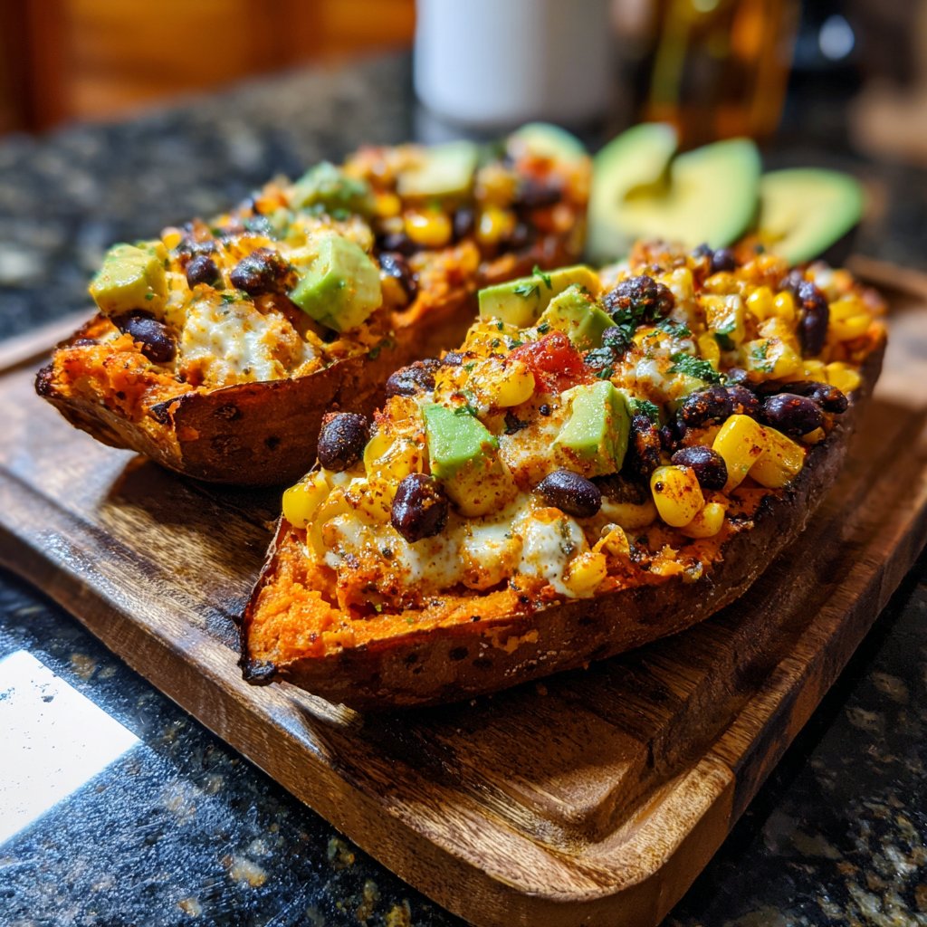Baked Sweet Potato Veggie Boats