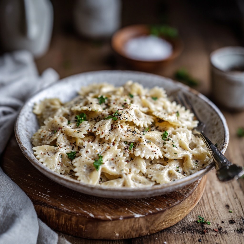 Bow Tie Pasta With Alfredo Sauce