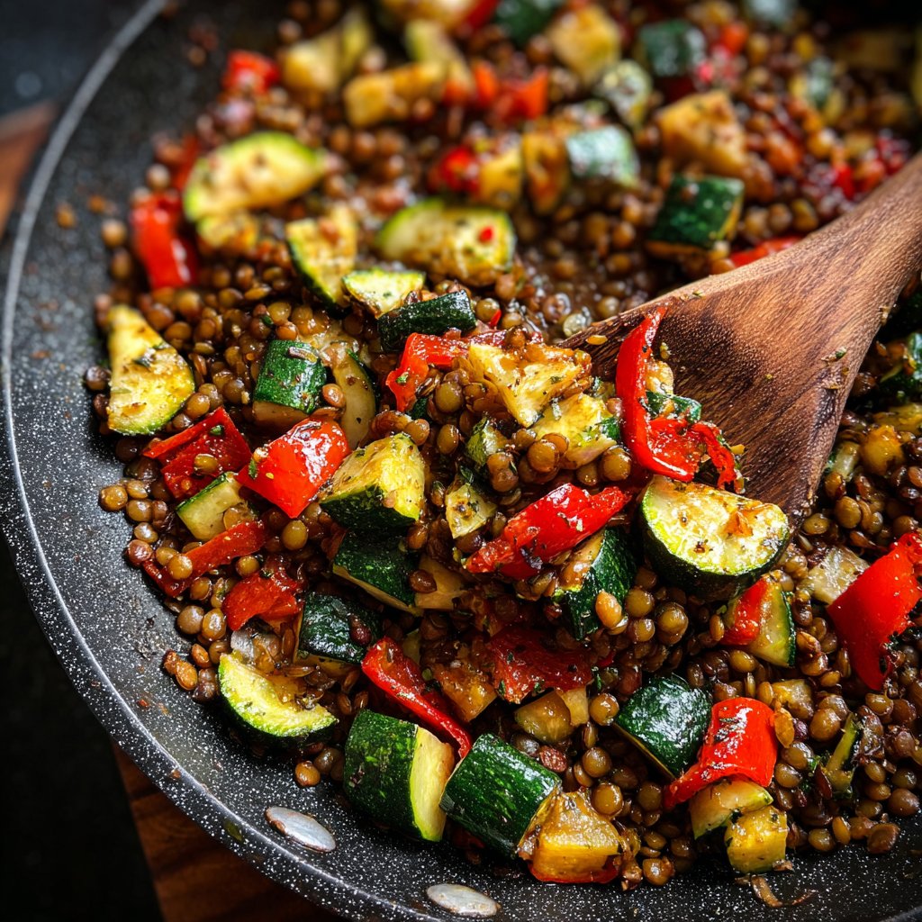 Roasted Veggie Lentil Skillet